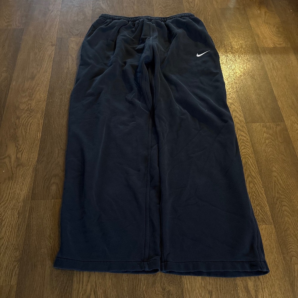 Vintage Y2K Nike Sportswear Small Check Wide Leg Baggy Fit Black Sweatpants